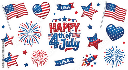 4th july america usa independence day sticker collection for patriotic holiday designs