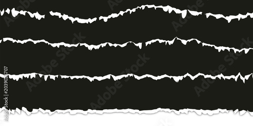 Obraz na płótnie Horizontal torn black paper banner PNG isolated on transparent background with r