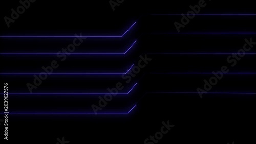 Abstract blue glowing circuit lines moving horizontally on dark background