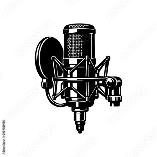 Single studio microphone vector