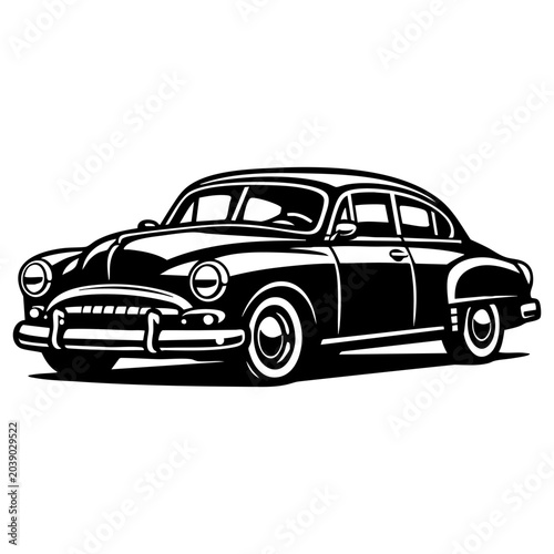 Classic vintage automobile with rounded body shape vector