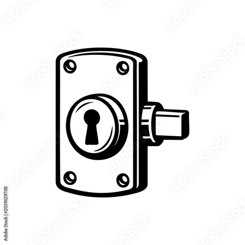 Door lock with keyhole and security details