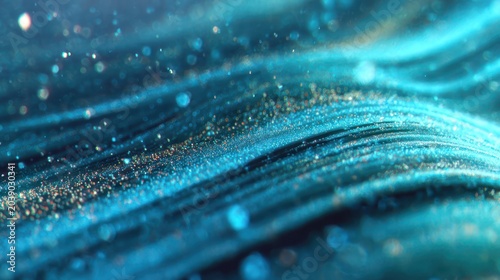 Abstract Blue Swirls with Glittering Particles