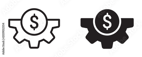 Foto Cost Optimization Badge Icon Set, Outline Style & Solid Icons, Vector Illustrati
