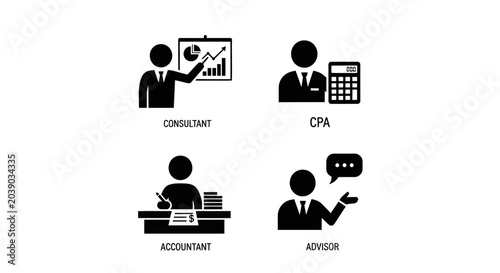 Business Professionals Icons: Consultant, CPA, Accountant, Advisor