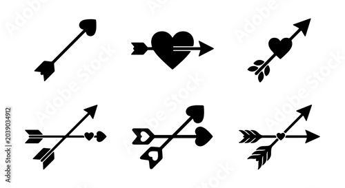 Heart Arrows Vector Icons, Love Symbol Graphics, Romantic Arrow Designs, Valentine's Day Elements