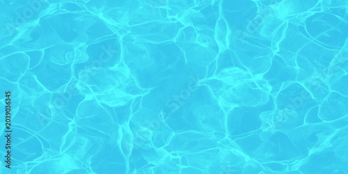Fotografie Clear turquoise swimming pool water surface with bright sun reflections, caustics ripples, and abstract blue texture