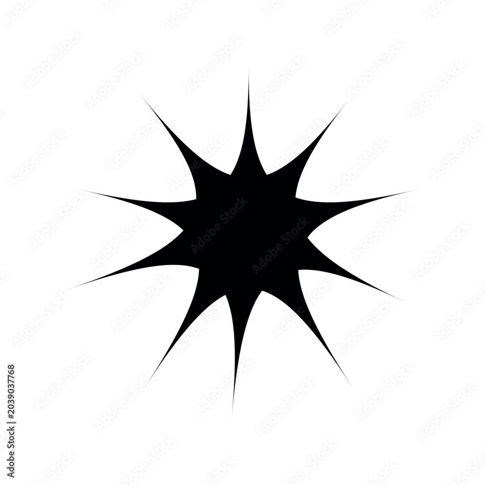 Obraz premium Abstract geometric star shape element. Black and white vector illustration of decorative star icon isolated on white background.