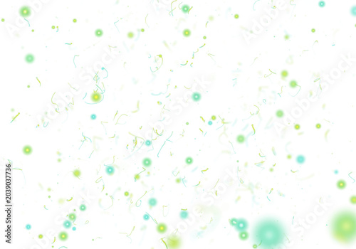 Green and cyan festive confetti overlay with glowing particles isolated on transparent background festive celebration overlay