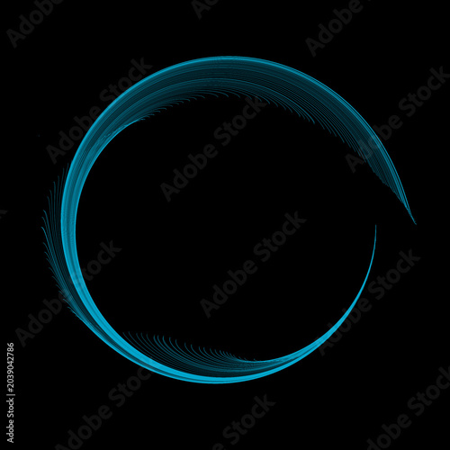 Abstract blue circular line art vector background on black