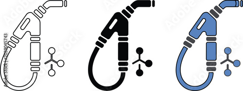 Bilde på lerret Gas pump nozzle with connected molecule symbol, styles and car wash, fuel dispen