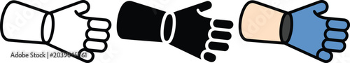 Foto Modern robotic hand icons set featuring mechanical prosthetic arm with fingers a