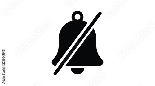 A black bell icon with a diagonal line through it symbolizes silence or no notifications.