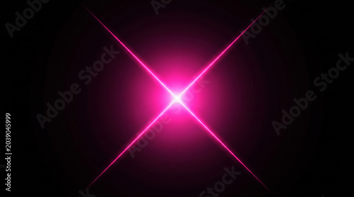Foto pink light flare with glowing starburst effect on dark background