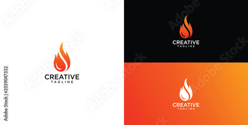 Fotografie Modern abstract fiery flame logo design with dynamic energy and warmth concept,