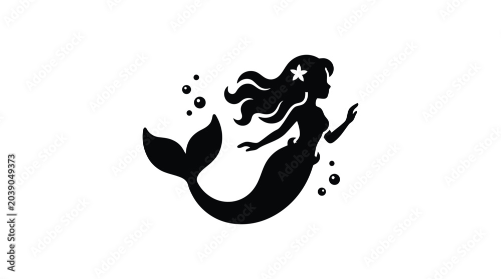 Obraz premium mermaid silhouette on white background black sea