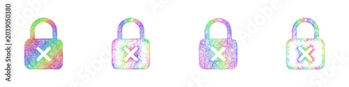 Tableau sur toile Rainbow sketch access denied icon design set