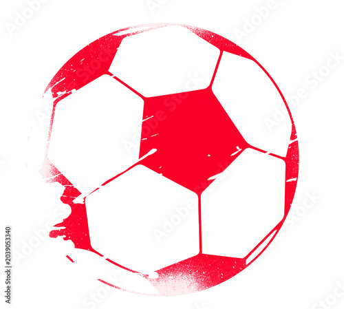 red soccer ball brush stroke, football sports graphic icon
