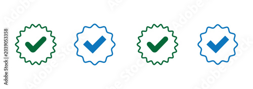 Fotografie Verified badge icon tick symbol vector approved check mark icon