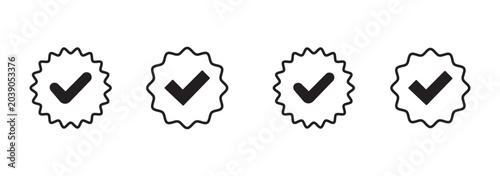 Obraz na płótnie account verify icon, verified badge icon with check mark tick symbol : confirmed