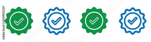 Obraz na plátně Verified badge icon tick symbol vector approved check mark icon