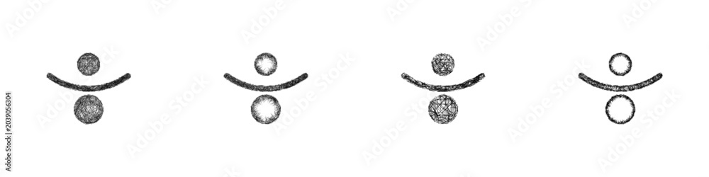 Fototapeta premium Sketch monochrome balancing logo design set
