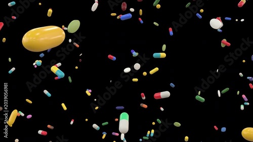 Dynamic Colorful Pills transition 3 of 10 From side than explode.