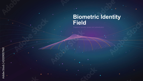 Obraz na płótnie Abstract biometric identity field visualization featuring glowing digital lines