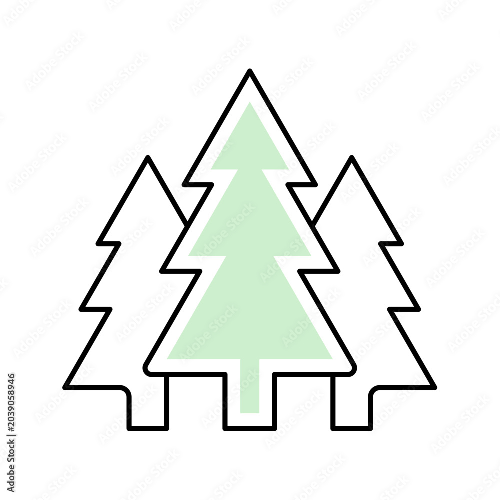 Obraz premium Forest trees icon. Nature and forestry line symbol. Color.