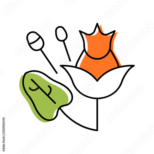 Fotografie Agrimony plant icon. Nature and herbs line symbol. Color.