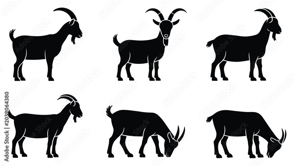 Fototapeta premium Goat Silhouettes Collection