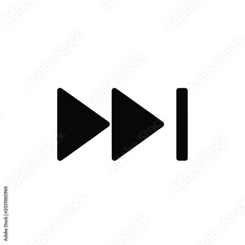 A black fast forward button icon is displayed against a white background.