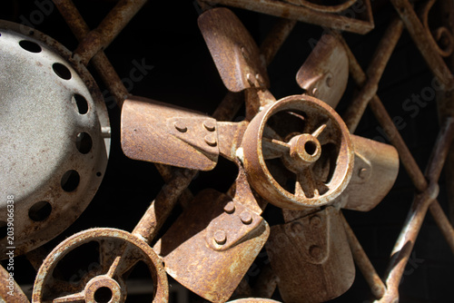 Принти на полотні Rusty Vintage Industrial Fan Blades and Metal Machinery Detail