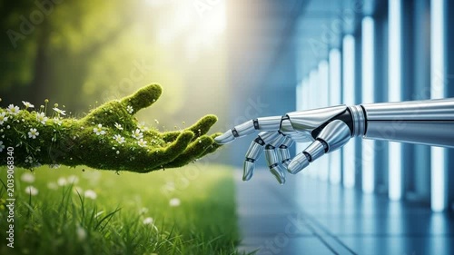 Nature and technology connection concept