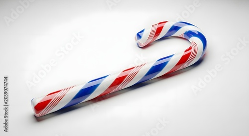 Patriotic independence day candy cane with red white and blue stripes for 4th of july celebrations