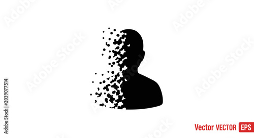 Tableau sur toile Person dissolving into particles