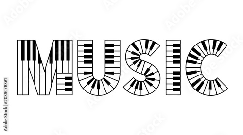 Bild auf Leinwand Music word made of piano keys