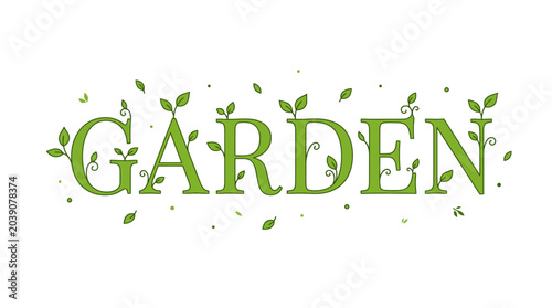 Photos Green garden text with leaves and vines