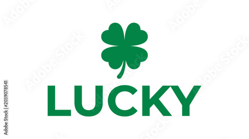 Canvas Print Lucky Four Leaf Clover and Text