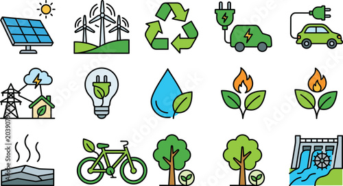 Foto Green Energy and Sustainability Icon Set