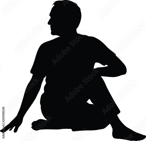 Man in Yoga Pose Silhouette Vector Illustration