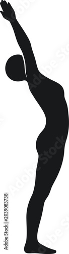 human figure stretching silhouette black white background
