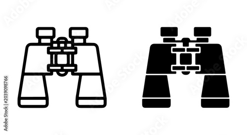 Fotografie Binoculars Icon Set, Optics Equipment, Magnification Tool, Vector Graphics