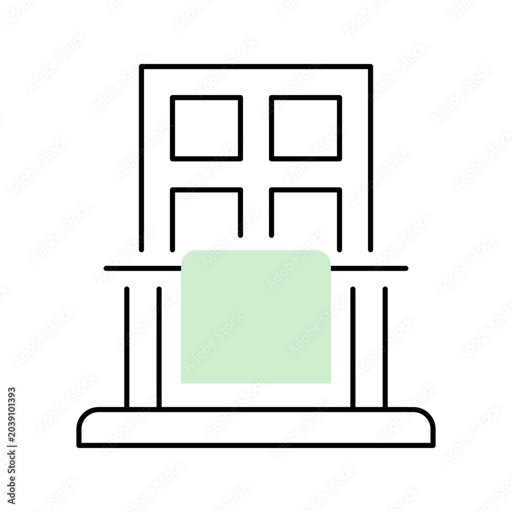 Obraz premium Apartment balcony icon. Architecture and building facade line symbol. Color.