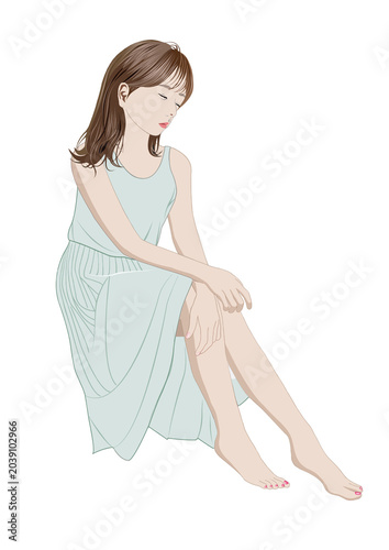Принти на полотні 座って居眠りをする少女のイラスト