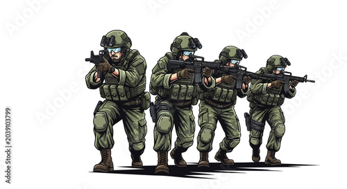 Canvas-taulu Soldiers in tactical gear standing.