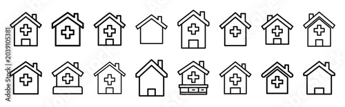 real estate medical web line Icons. Vector Outline icon set of Real Estate.