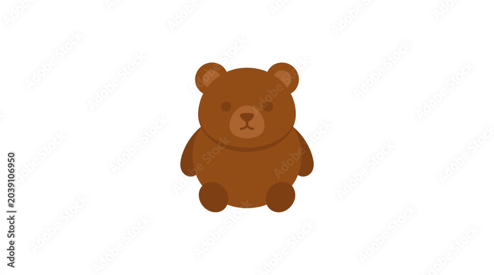 Fototapeta premium Cute cartoon brown bear vector illustration isolated on white background