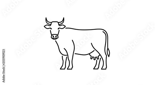 Bilde på lerret Black and white cow standing still.