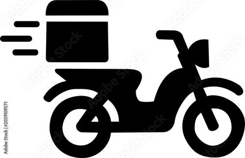 Courier delivery scooter vector icon fast shipping motorbike with cargo trunk box express transport service symbol